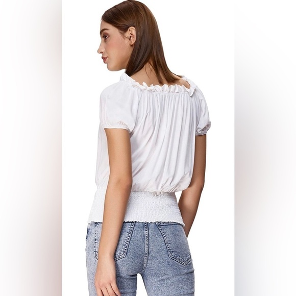Kate Kasin Short Sleeve Ruffle Off Shoulder Top Size  Medium NWT - Picture 3 of 7